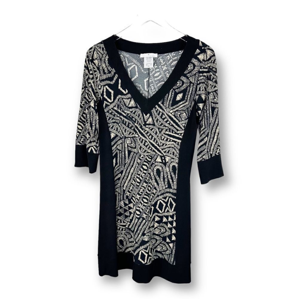 Papillon Black & White‎ Mixed Pattern 3/4 Sleeve Dress Size